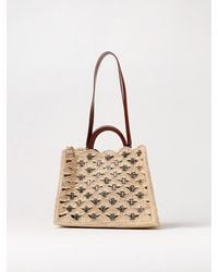 Rabanne - Embroidered Raffia Tote Bag With Metallic Appliqués - Lyst