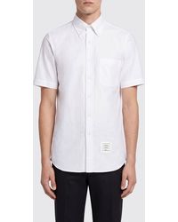 Thom Browne - Short-Sleeved Cotton Shirt With Button-Down Collar - Lyst