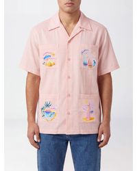 CASABLANCA - Short-Sleeve Embroidered Cotton Shirt With Dropped Shoulders - Lyst