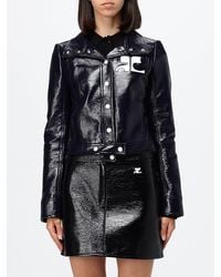 Courreges - Courr&Egrave	Ges Slim Fit Cropped Coated Cotton Jacket With Logo - Lyst