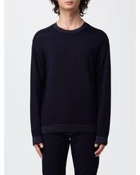Emporio Armani - Wool Crewneck Jumper With Long Sleeves And Ribbed Trims - Lyst