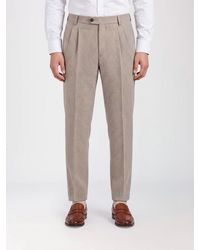 Eleventy - Slim Fit Check Virgin Wool Pleated Trousers - Lyst