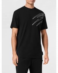 Philipp Plein - Slim Fit Cotton T-Shirt With Graphic Print And Dropped Shoulders - Lyst