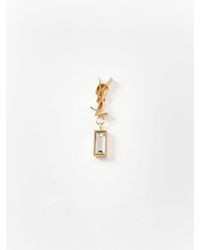 Saint Laurent - Cassandre Ysl Monogram Brass Earrings - Lyst