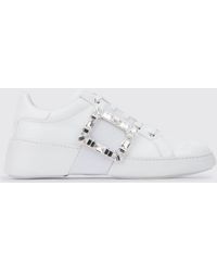 Roger Vivier - Viv' Skate Leather Sneakers With Jewel Buckle - Lyst