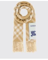 Burberry - Check Cashmere Scarf With Fringed Edges And Ekd Logo - Lyst