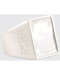 MM6 by Maison Margiela - Rectangular Brass Ring With Engraved Numeric Logo Detail - Lyst