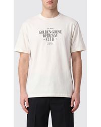 Golden Goose - Crewneck Cotton T-Shirt With Printed Logo - Lyst