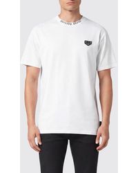 Philipp Plein - Cotton T-Shirt With Metal Logo Plaque Applied To The Chest - Lyst