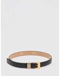 Elisabetta Franchi - Python-Effect Leather Belt With Metallic Buckle - Lyst