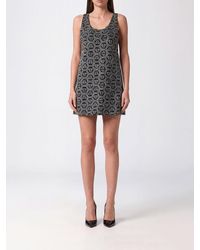 Philipp Plein - Off-The-Shoulder A-Line Crêpe Mini Dress With Rhinestone Logo - Lyst