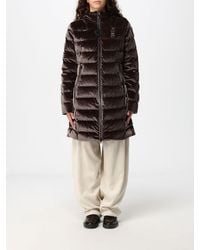Blauer - Knee-Length Quilted Velvet Hooded Down Jacket - Lyst