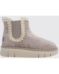 Mou - Bicolour Suede Chelsea Boots With Shearling Lining And Contrast Stitching - Lyst