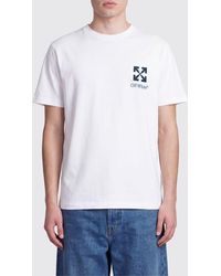 Off-White c/o Virgil Abloh - Crewneck Cotton T-Shirt With Arrow Logo Printed On The Back - Lyst