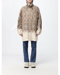 Burberry - Knee-Length Cotton Gabardine Parka With Check Details - Lyst