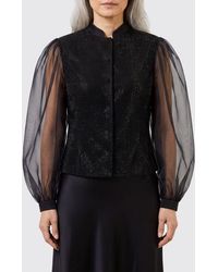 Giorgio Armani - Pure Silk Blouse With Balloon Sleeves And A Mandarin Collar - Lyst