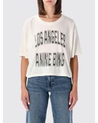 Anine Bing - Printed Logo Cotton T-Shirt With Dropped Shoulders - Lyst
