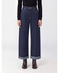P.A.R.O.S.H. - P.A.R.O.S.H. High-Waisted Wide-Leg Cuffed Jeans - Lyst
