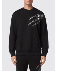 Philipp Plein - Contrast Logo Cotton Crewneck Sweatshirt With Dropped Shoulders - Lyst