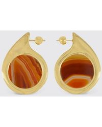Panconesi - Pendientes De Latón Chapado En Oro De 18 Kt Y Ágata - Lyst