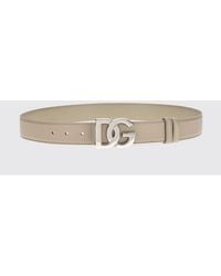 Dolce & Gabbana - Dolce &Amp Gabbana Calfskin Leather Belt With Monogram Pattern And Dg Buckle - Lyst