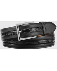 Billionaire - Leather Belt With Crocodile Print Details - Lyst
