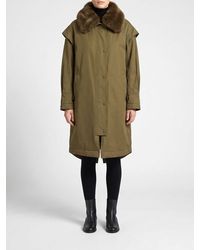 Twinset - Relaxed Fit Cotton Blend Parka With Fur Collar - Lyst