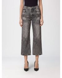 Philipp Plein - High-Waisted Wide Leg Cropped Stretch Denim Jeans - Lyst