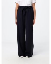 Max Mara - Wide Leg Virgin Wool Trousers With Tie Belt - Lyst