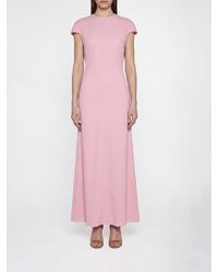 Jil Sander - Long Virgin Wool Dress With Short Sleeves And Back Slit - Lyst