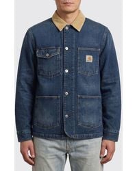 Carhartt - Cotton Denim Jacket With Velvet Ribbed Collar - Lyst