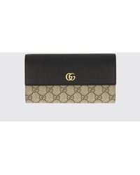 Gucci - Gg Marmont Leather And Gg Supreme Fabric Wallet - Lyst
