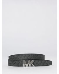 Michael Kors - Reversible Leather And Coated Cotton Belt - Lyst