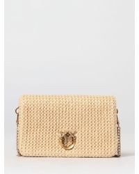 Pinko - Love Bag Click Soft Horizontal Crocheted Raffia Clutch - Lyst