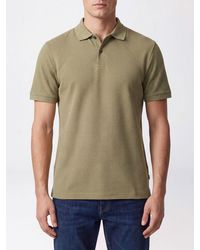 BOSS - Slim Fit Cotton Blend Polo Shirt With Ribbed Collar And Two-Button Placket - Lyst