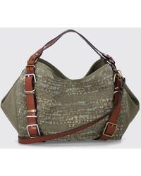 DIESEL - D-One Two-Tone Cotton And Leather Handbag With Oval D Logo - Lyst