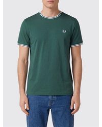 Fred Perry - Slim Fit Cotton T-Shirt With Contrast Trims And Embroidered Logo - Lyst
