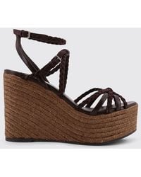 Jimmy Choo - Nyra Leather And Raffia Sandals - Lyst