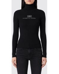 Elisabetta Franchi - Slim Fit Wool Turtleneck Jumper With Contrast Logo - Lyst