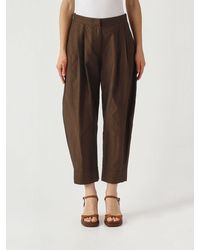 PT Torino - Cropped Fit Cotton And Linen Trousers - Lyst