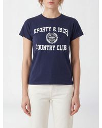 Sporty & Rich - Sporty &Amp Rich Varsity Crest Essential Recycled Cotton T-Shirt With Logo Print - Lyst