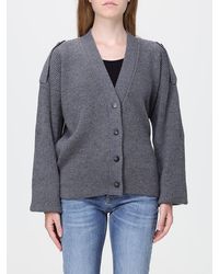 Dondup - Cardigan Aus Reiner Wolle Von Mit V-Ausschnitt Und Schulterklappen - Lyst