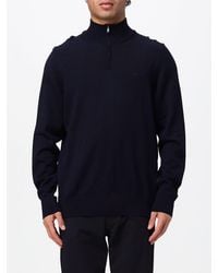 BOSS - Virgin Wool High Neck Jumper With Half-Zip Closure - Lyst