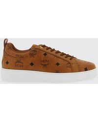 MCM - Neo Terrain Faux Leather Sneakers With All Over Logo - Lyst
