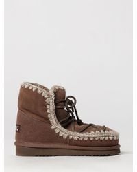 Mou - Eskimo Suede Ankle Boots With Contrast Stitching And Wool Lining - Lyst