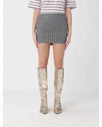 ROTATE BIRGER CHRISTENSEN - Cotton Mini Skirt With Embroidered Sequins - Lyst