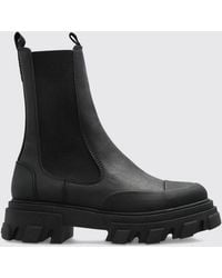 Ganni - Recycled Leather Chelsea Boots With Lug Sole And Round Toe - Lyst