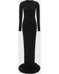 Rick Owens - Long-Sleeved Slim Fit Cotton Jersey Dress With Train - Lyst