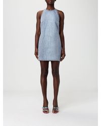 Self-Portrait - Crocodile Print Denim Mini Dress With Rhinestones - Lyst