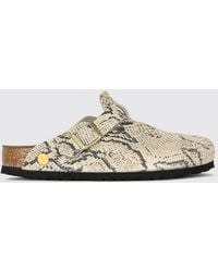 Birkenstock - Boston Python Print Suede Leather Mules - Lyst